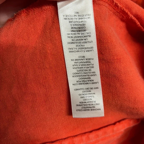 Chico’s 100% Linen Jacket Orange 2 / Medium Roll Sleeve - Picture 4 of 8